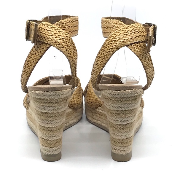 REPORT TAN WOVEN LEATER WEDGE SANDAL - Picture 4 of 8